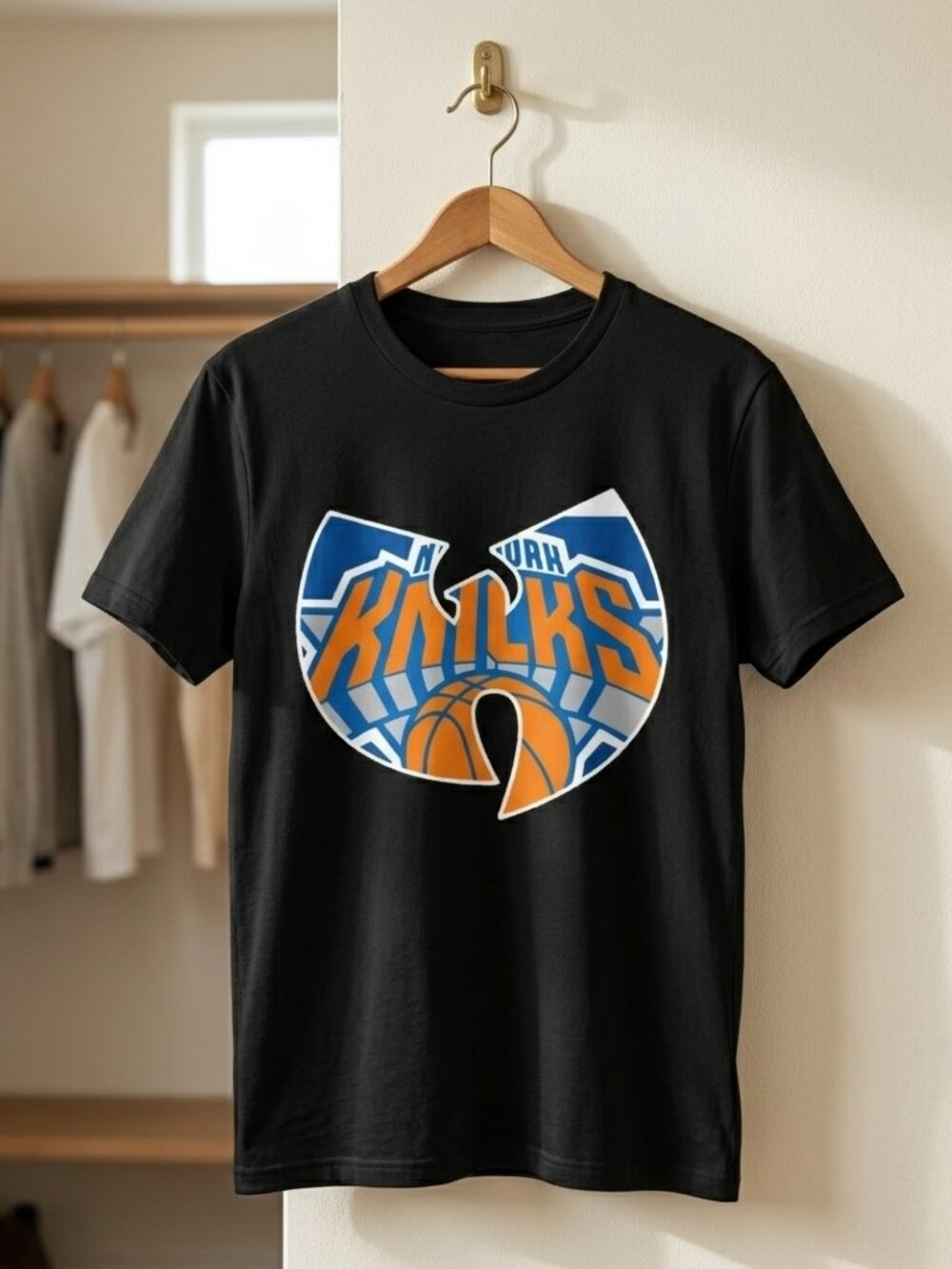 New York Knicks Wu Tang Style Vintage Graphic Tee Basketball Streetwear